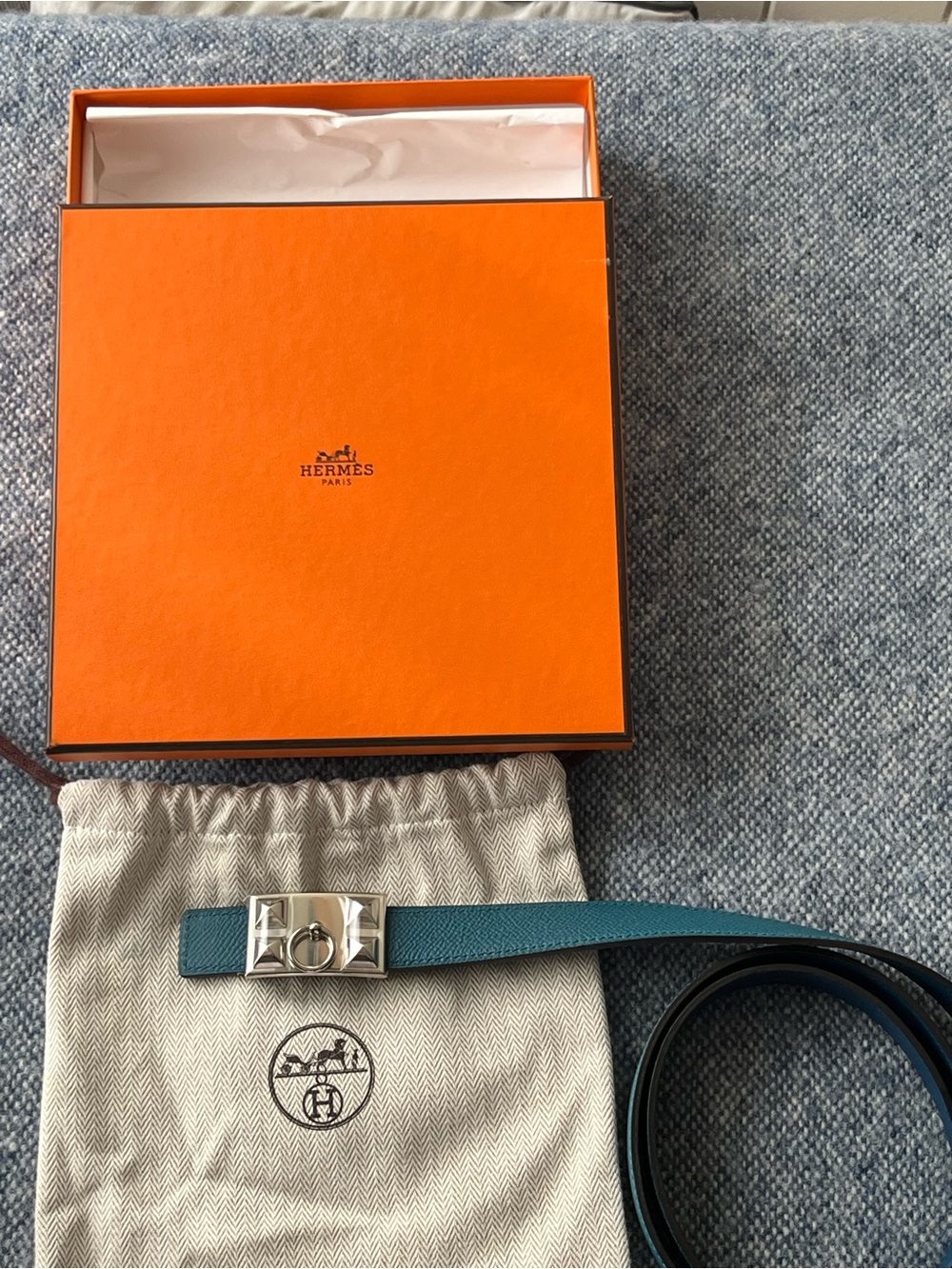 Hermes Teal Leather Belt Bag with Silver Hardware